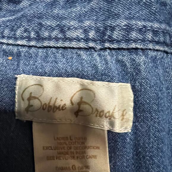 Vintage Womens 90's Bobby Brooks Embroidered Cat Large Denim Long Sleeved Shirt - Picture 6 of 7